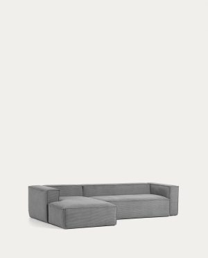 Blok pilko velveto kampinė sofa