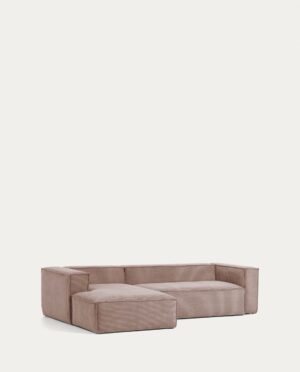 Blok rožinio velveto kampinė sofa