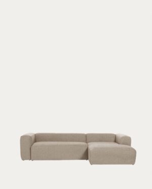 Blok 3 smėlio spalvos sofa su šezlongu