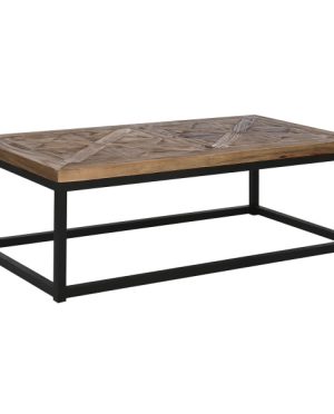 Juodo metalo ir natūralaus medžio kavos staliukas 125×65